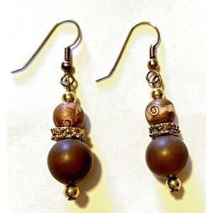 Boho Dangle Brown Wire Earrings